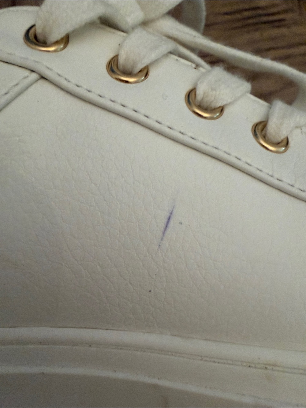 LOFT White Leather Sneakers with Gold Eyelets - Picture 5 of 6